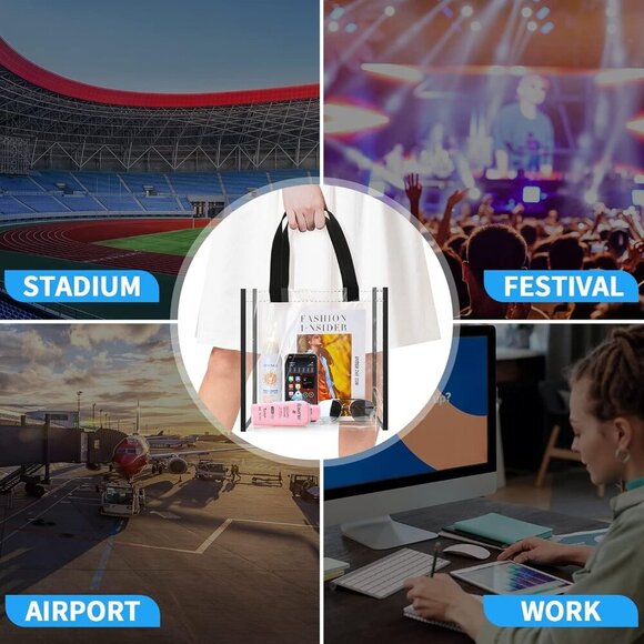 2-Pack Stadium Approved Clear Tote Bag, 12x12x6 Clear Lunch Bag, Perfect for Wor - Picture 5 of 8